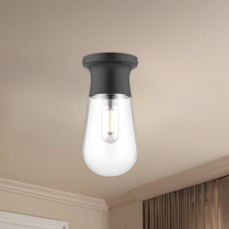 Marcel Glass Flush Mount, Matte Black