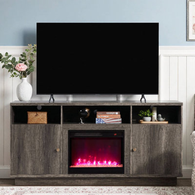 Meuble télé 70 po avec chaufferette, lumières DEL et rangement