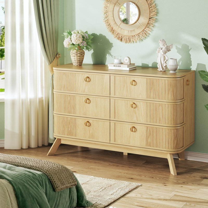 Commode 6 tiroirs en rotin pour chambre à coucher