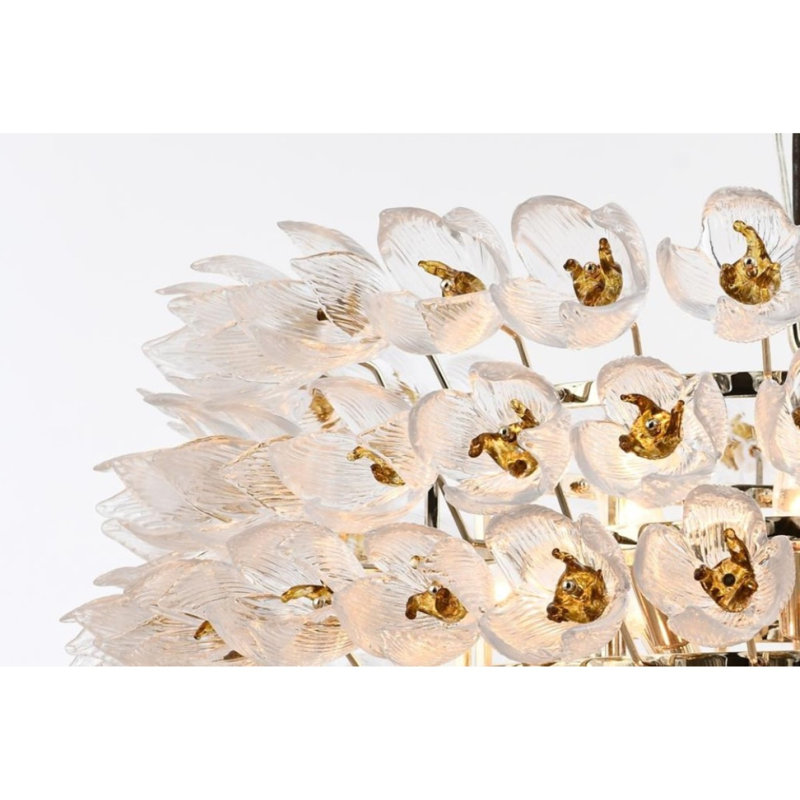 Lustre large en verre Murano Glorya II, Bronze, Vert, 29" Diameter x 30" Height