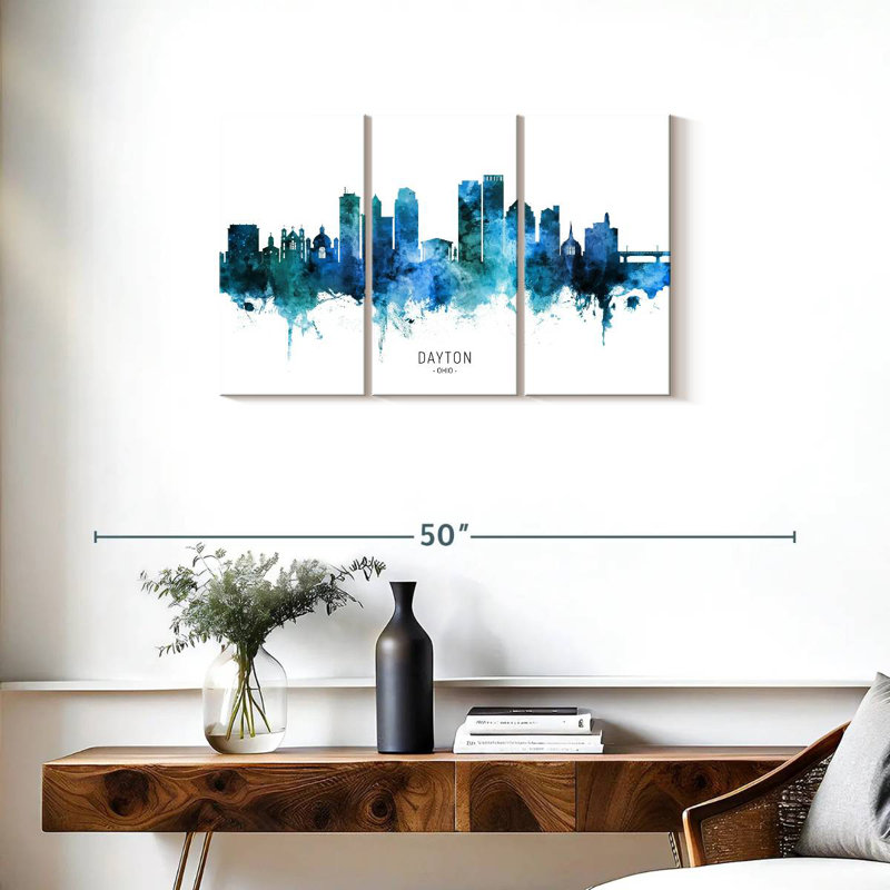 Dayton Ohio Skyline III, H 20 po x l 33 po