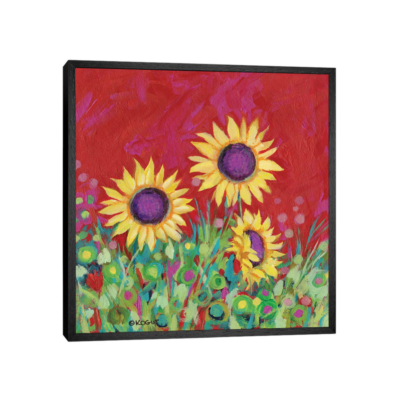 Floral XXIV by Teresa Kogut - Painting on Canvas, 45.72 cm H x 45.72 cm W, Black Framed