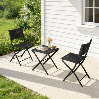 Patio Folding Bistro Set,Portable Rust-Resistant Patio Table & Chairs for Balcony Garden Bistro