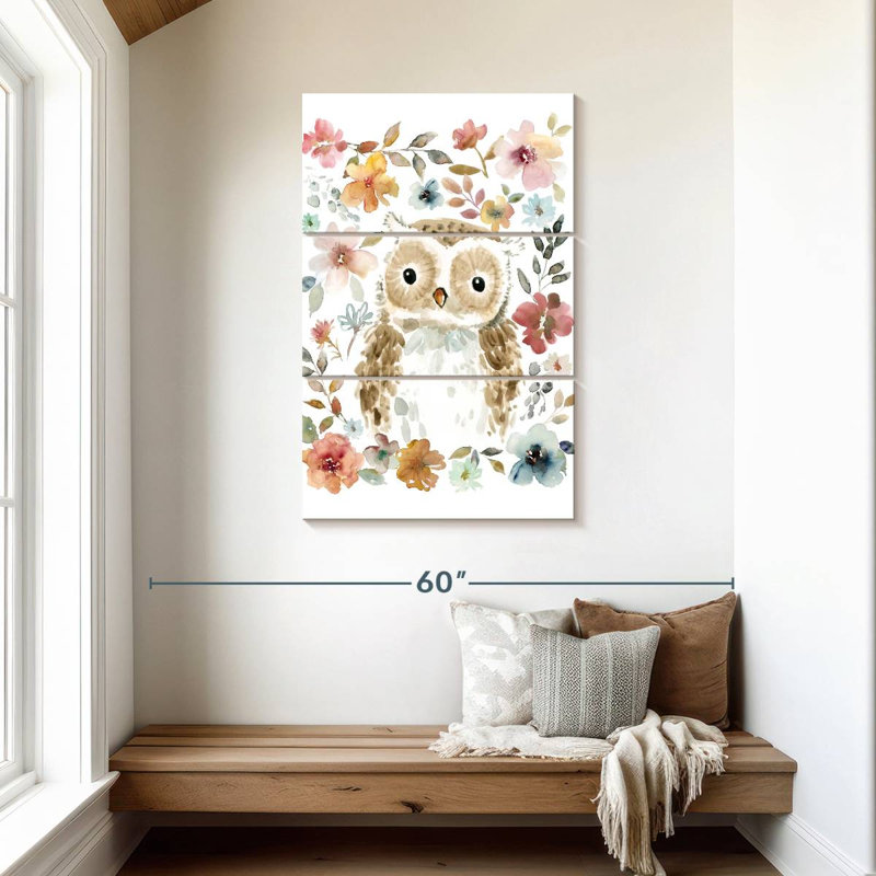 Brampt Flowers And Friends Owl, 45" H x 28" W
