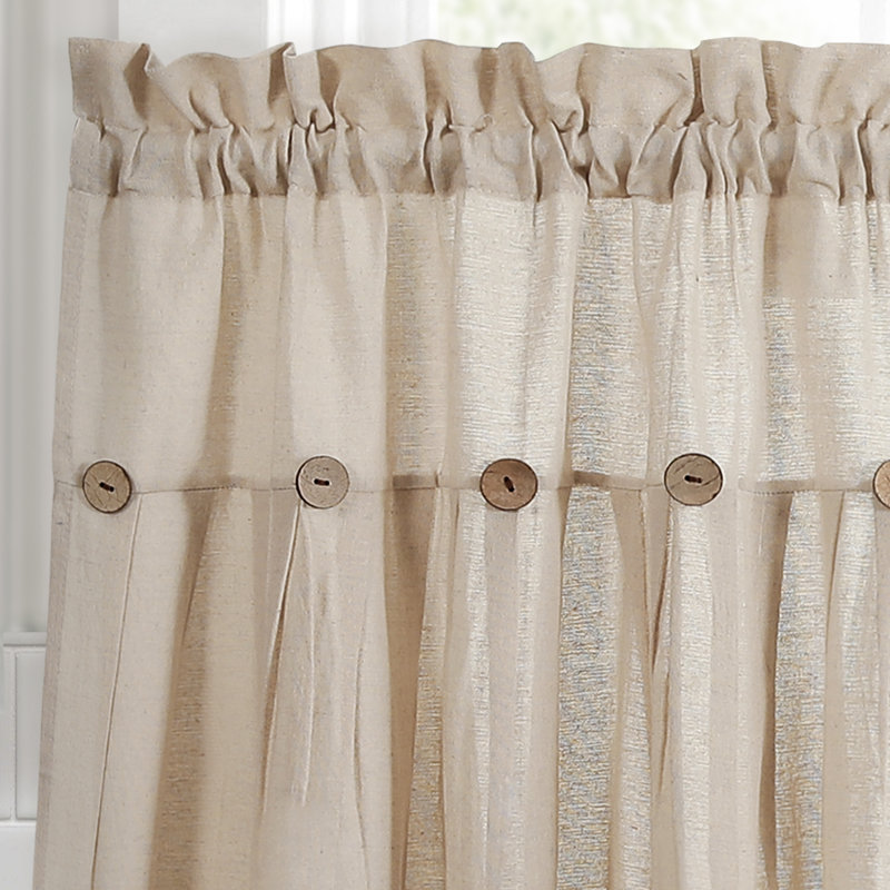 Dark Linen Button Cotton Blend Kitchen Tier Curtains