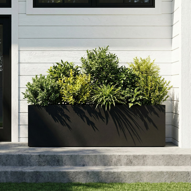 Jardinières rectangulaires en métal pour plantes d'extérieur, H 10 po x l 36 po x P 10 po