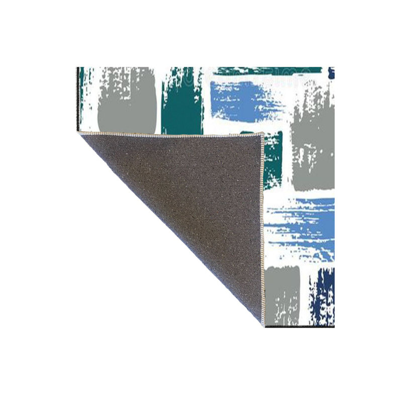Tapis bleu lavable à motif tissé vert, Sous-tapis carré 3 pi 3 po inclus