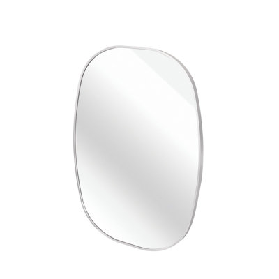 24x32 in Silver Metal Framed Oval Vanity Bathrrom Mirror for Wall