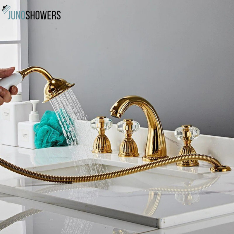 Robinet pour salle de bain à poignée simple en nickel brossé avec silhouette épurée