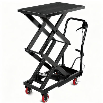 Chariot élévateur hydraulique – Capacité de charge de 150 kg, hauteur de levage de 72 cm, élévateur manuel à ciseaux simple avec patin antidérapant et 4 roues pour la manutention de matériaux