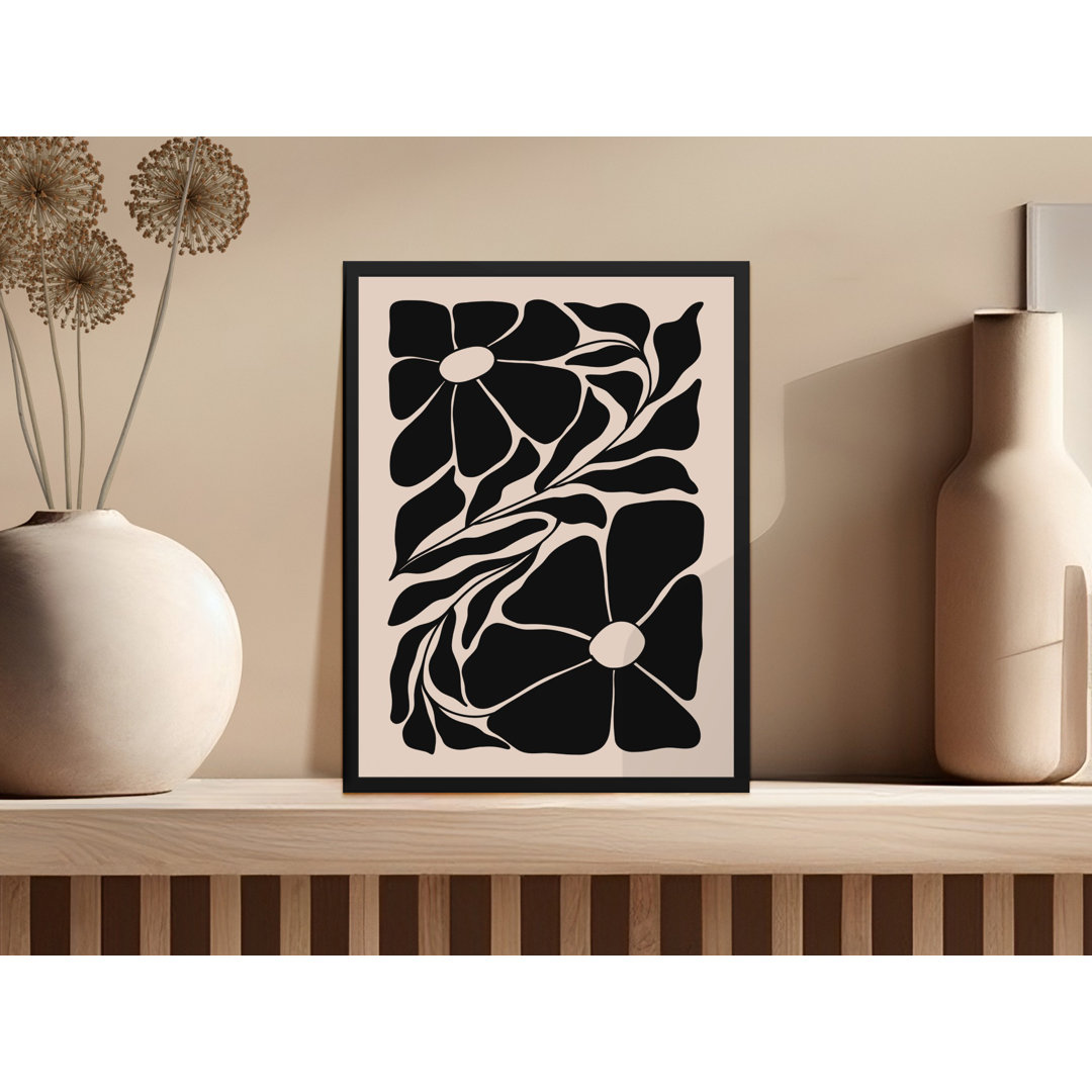 Bold Floral Design Wall Decor Black Framed Poster