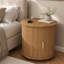 Table de chevet ronde avec porte coulissante pour station de charge et rangement à 2 niveaux-279913917