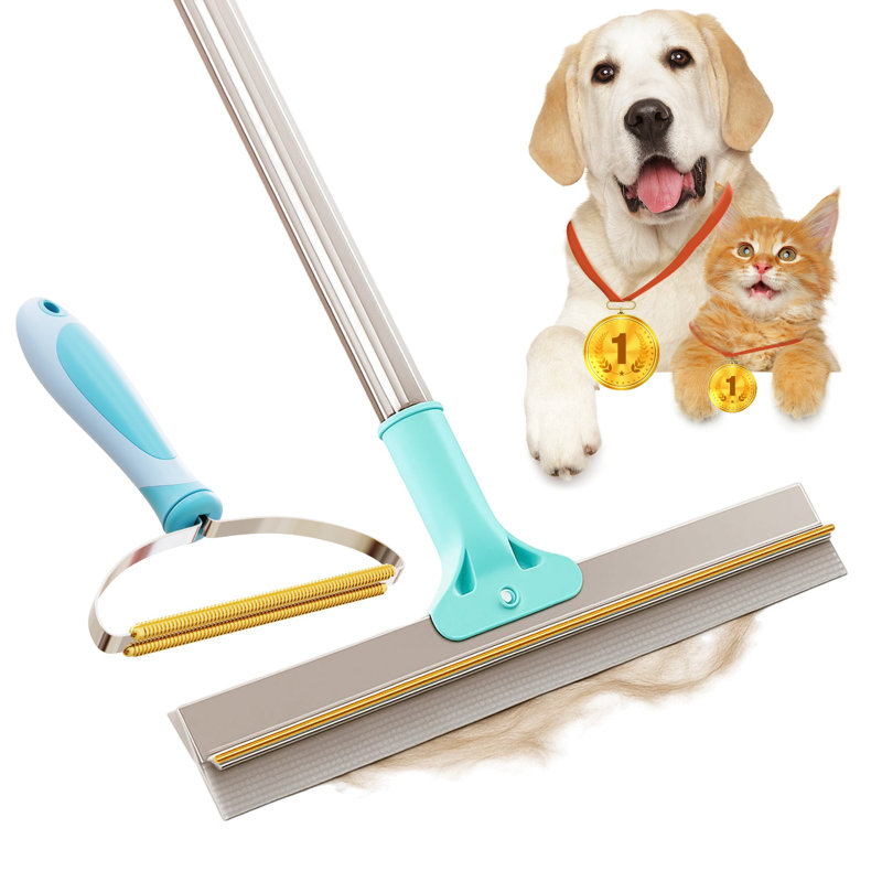 Xtra Dual-Sided Carpet Rake & Max Dog Hair Scraper Pet Hair Remover Bundle