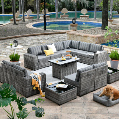 Baili 9 - Person Modular Patio Conversation Sets with Cushions