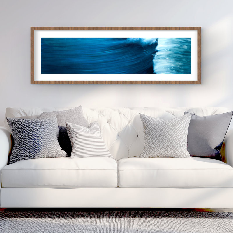Vague - imprimé mat bleu encadré pour la décoration de chambre à coucher