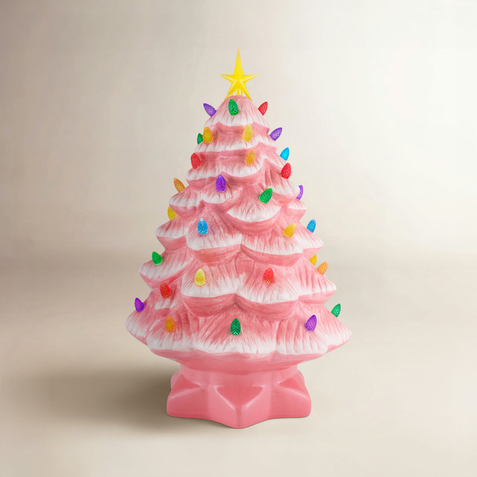 Nostalgic White Ceramic Tabletop Tree, Pink