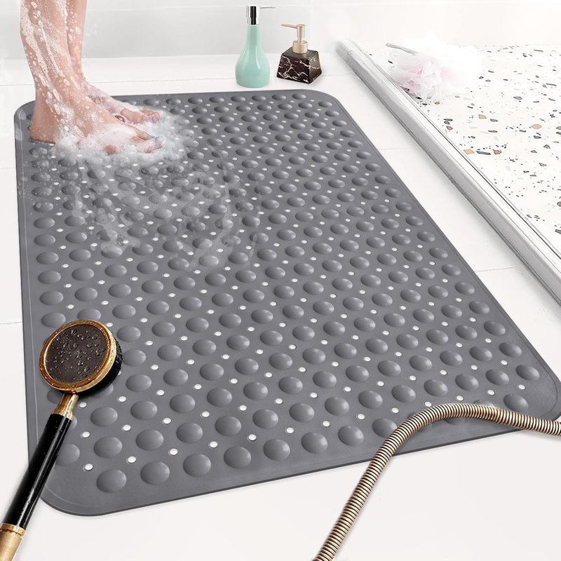 Tapis de douche extra large et épais en TPE antidérapant avec ventouses, 90 x 60 cm, tapis de bain massant pour les pieds, idéal pour les douches à l'italienne, les spas et les usages commerciaux.