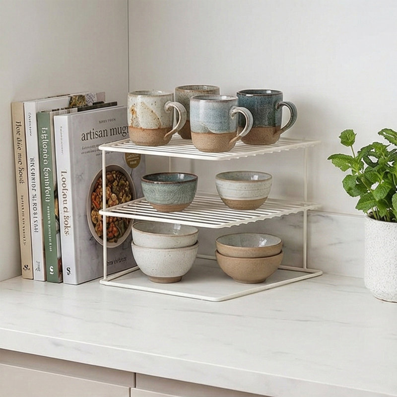 Rangement à 2 niveaux pour armoire et garde-manger en métal