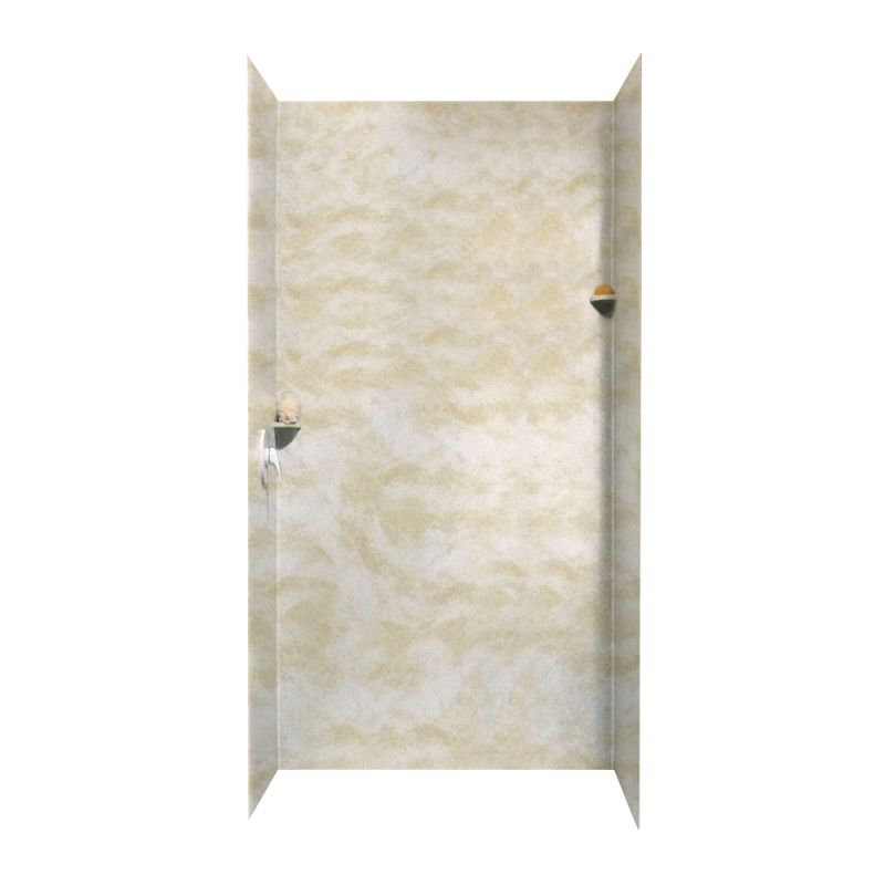 48'' W 36'' D 96'' H Glue Up Solid Surface Wall, Cloud White