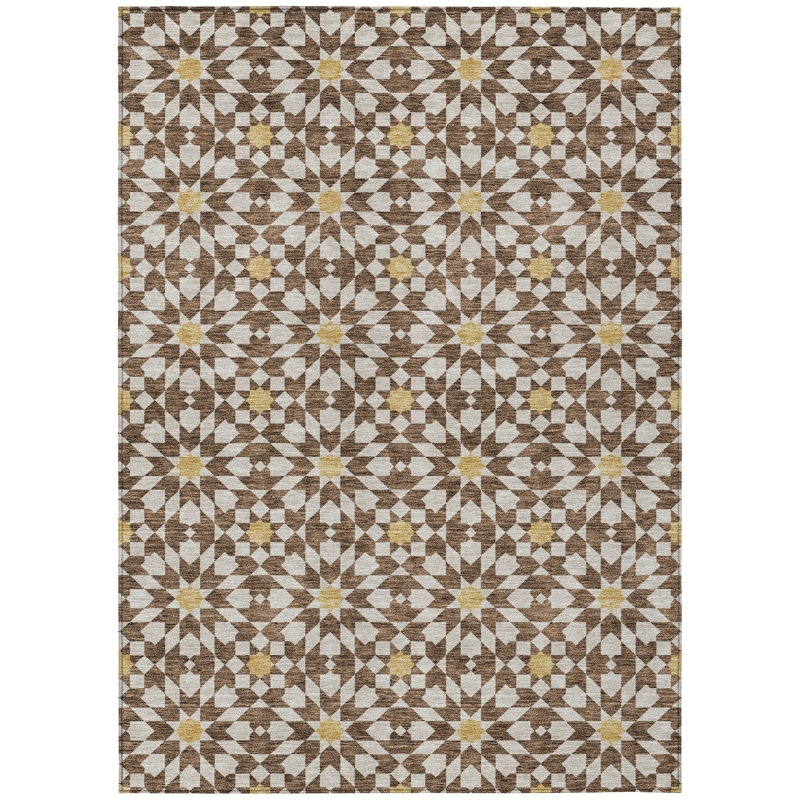 Washable Floral Indoor / Outdoor Rug, Rectangle 3' x 5'