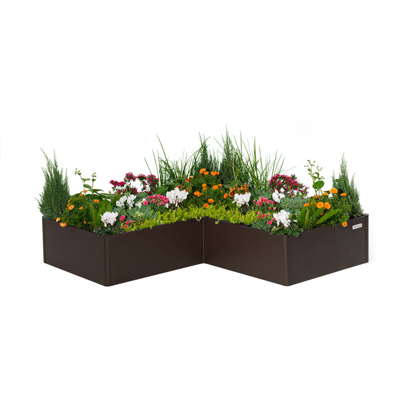 Metal Outdoor L Shape Planter Box, Midnight Blue, 17" H x 83" W x 83" D