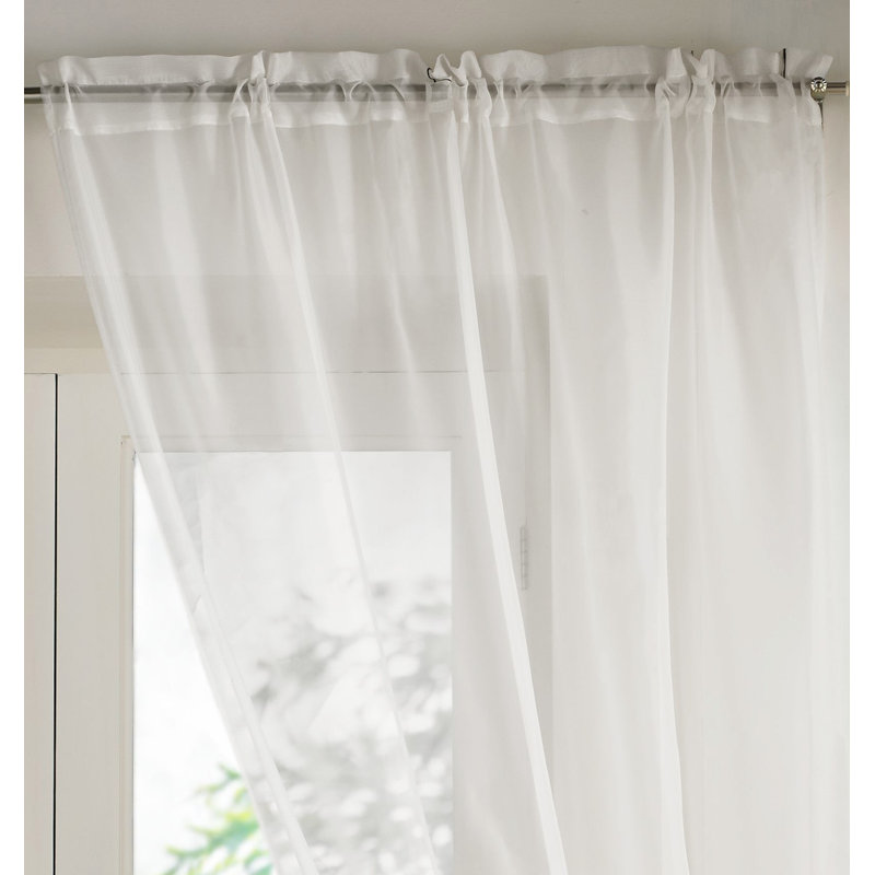 Billerica Slot Top Panel Sheer Curtain, Ivory, 145 W x 229 D cm