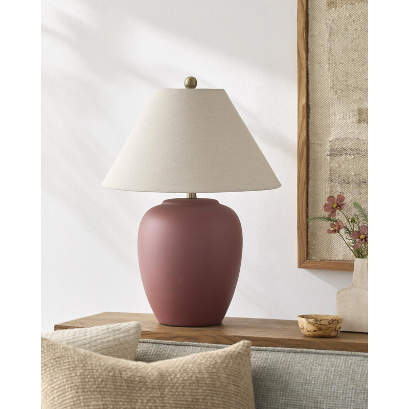 Lampe de table en céramique Eustacia, Rouge