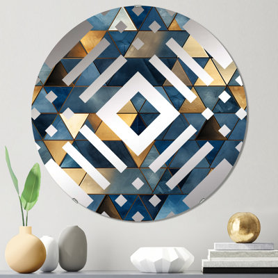 Miroir décoratif losange beige et bleu