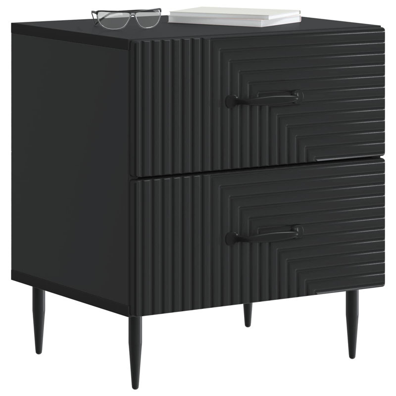 43cm W Manufactured Wood Bedside Table, Black