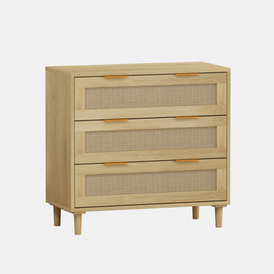 3-Drawers Rattan Storage Console Table