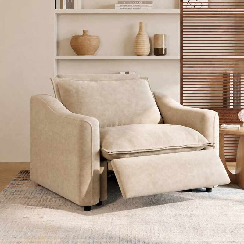 Causeuse inclinable surdimensionnée Modern Power, Beige Pet-Friendly Fabric