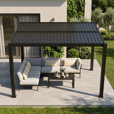 Abri de jardin en acier l 12 pi L 10 pi. Pergola d'extérieur, pergola à persiennes, pergola en aluminium pour patio