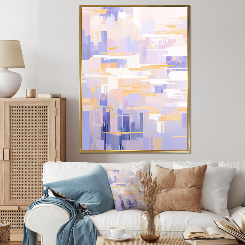 «Contemporary Lavender Bold Illumination III», art mural abstrait sur toile, Cadre flottant doré