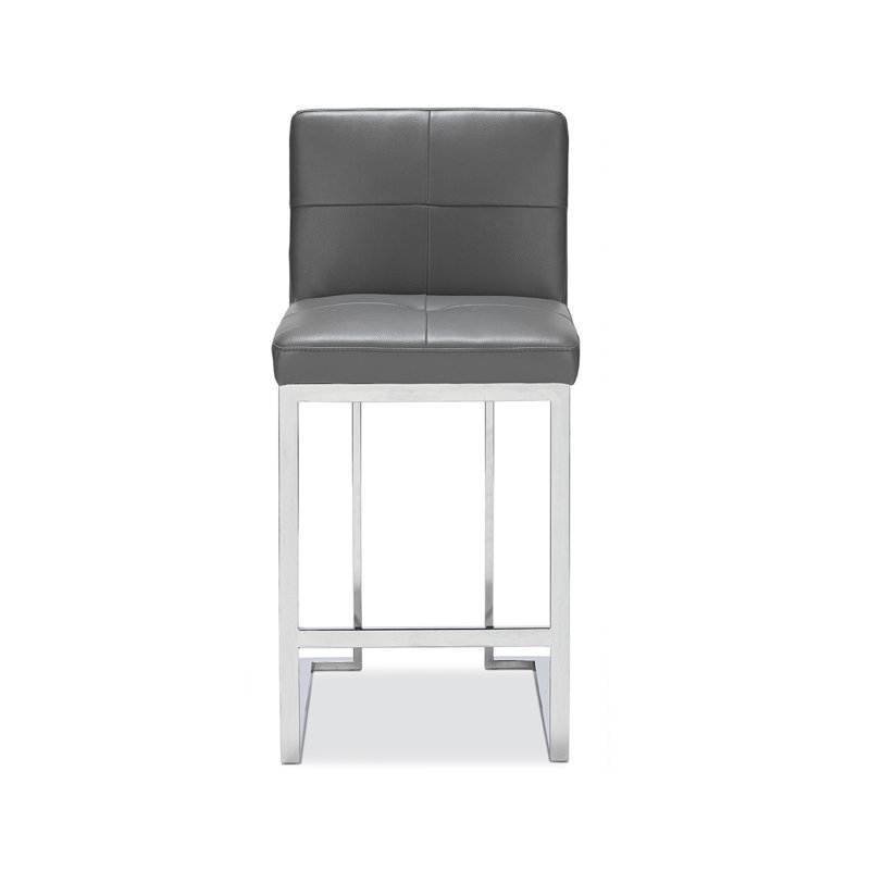 Adamson Upholstered Counter Stool with Metal Frame, Grey