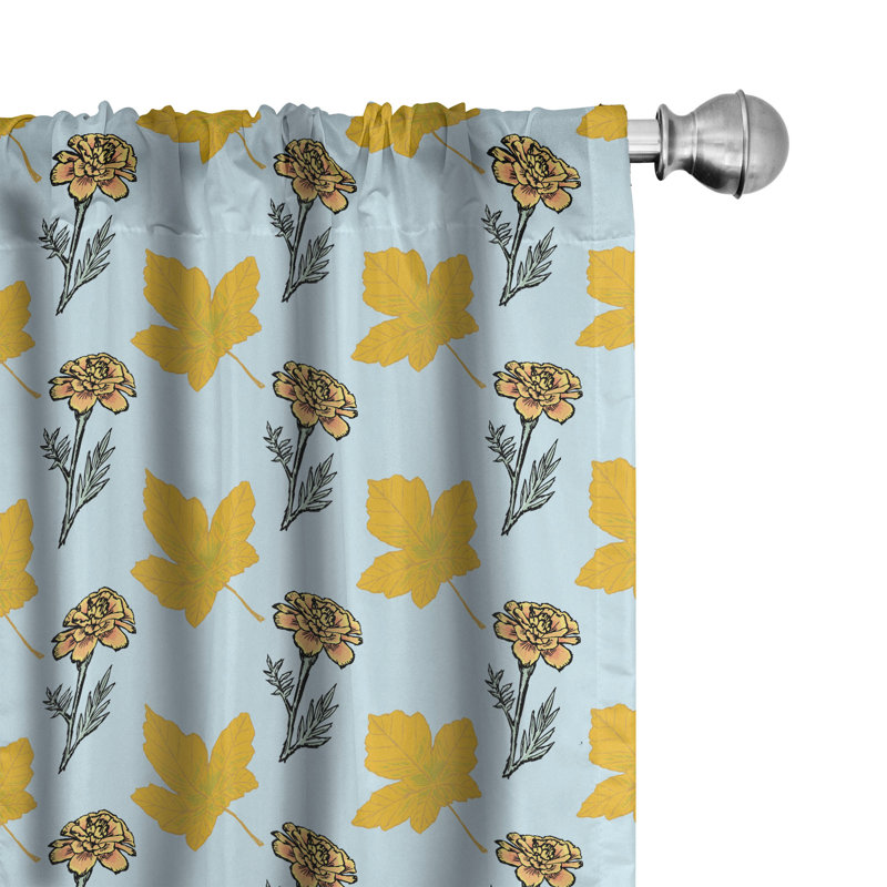Rideaux à 4 panneaux East Urban Home Autumn, fleurs et feuilles d'érable, L 56 po x L 84 po