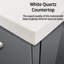 Meuble-lavabo gris foncé de l 24 po x P 22 po, comptoir en quartz blanc avec robinet et miroir de 18 po - construction durable et comptoir de 24 po avec résistance aux égratignures