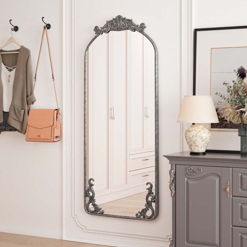 Miroir mural suspendu, Argent antique