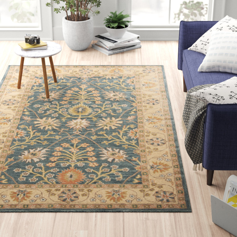 Tapis bleu / or clair touffeté à la main Algier