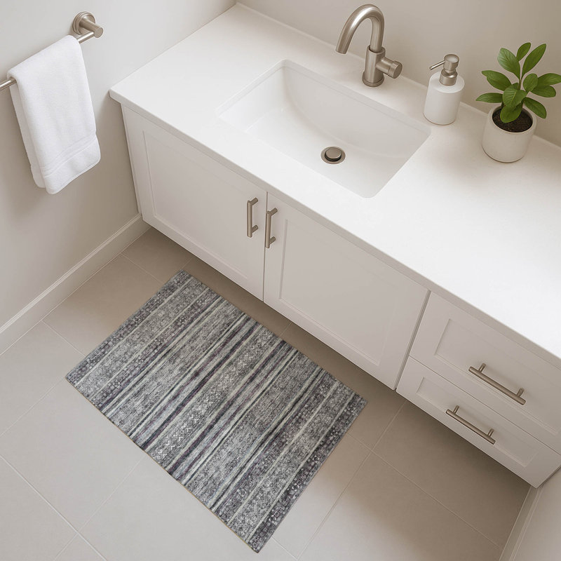 Premium Machine Washable Lampkins AMF1644 Stripes Rug, Rectangle 1'8" x 2'6"
