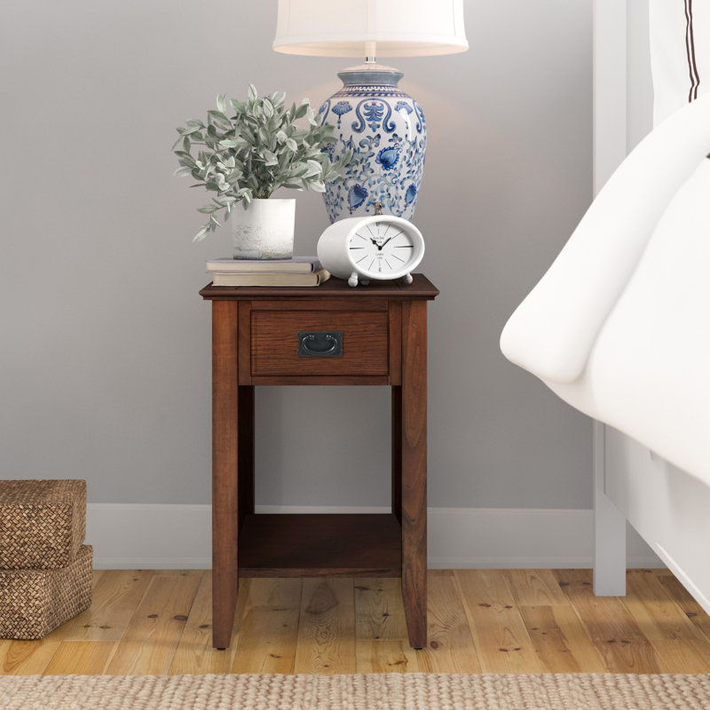 Burrell End Table with Storage, Oak