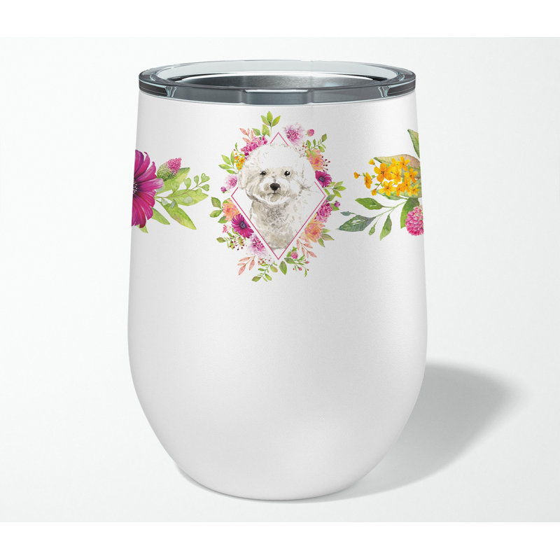 Verre à vin double mural en acier inoxydable 12 onces Ancram, Bichon frisé