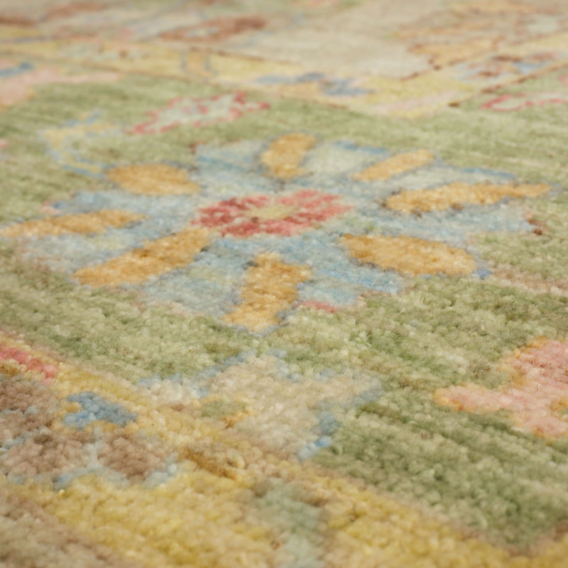 Beige Abstract Hand-Knotted Wool 9' x 12' Area Rug
