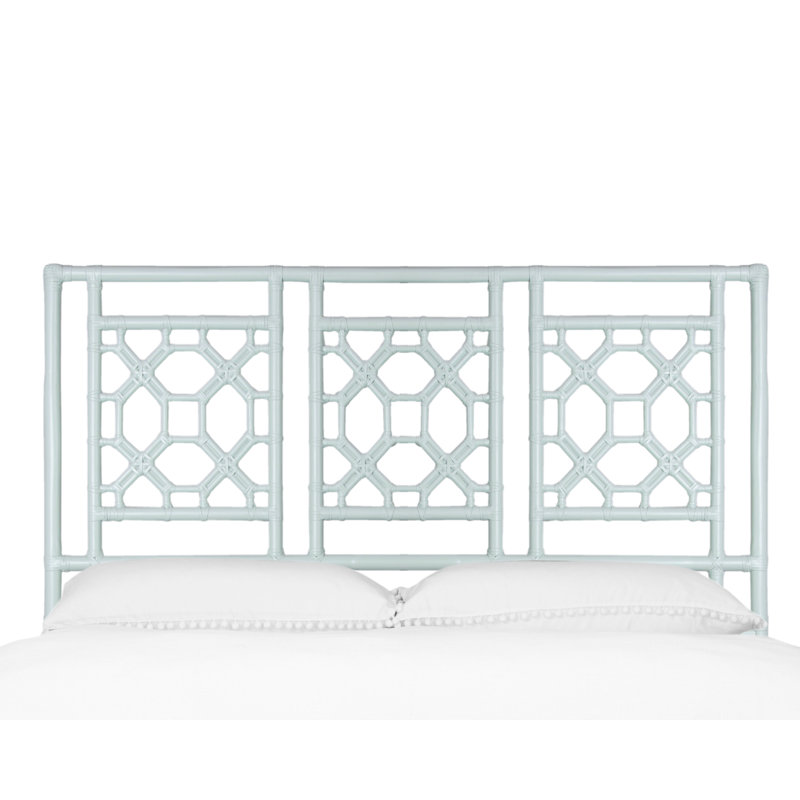 Rattan Open-Frame Headboard, Light Blue, Queen