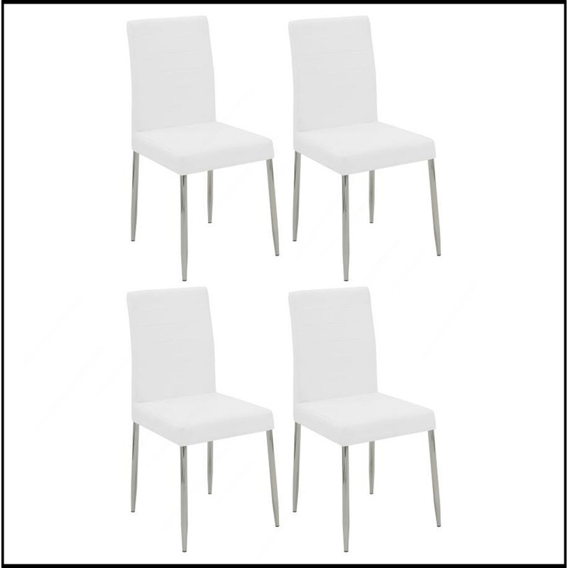 Ensemble de 4 chaises de salle à manger rembourrées en similicuir , Blanc
