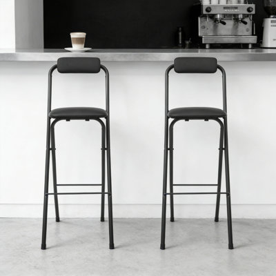 Folding Portable Bar Stool with Backrest (2 Pieces, 29.53 Inch)