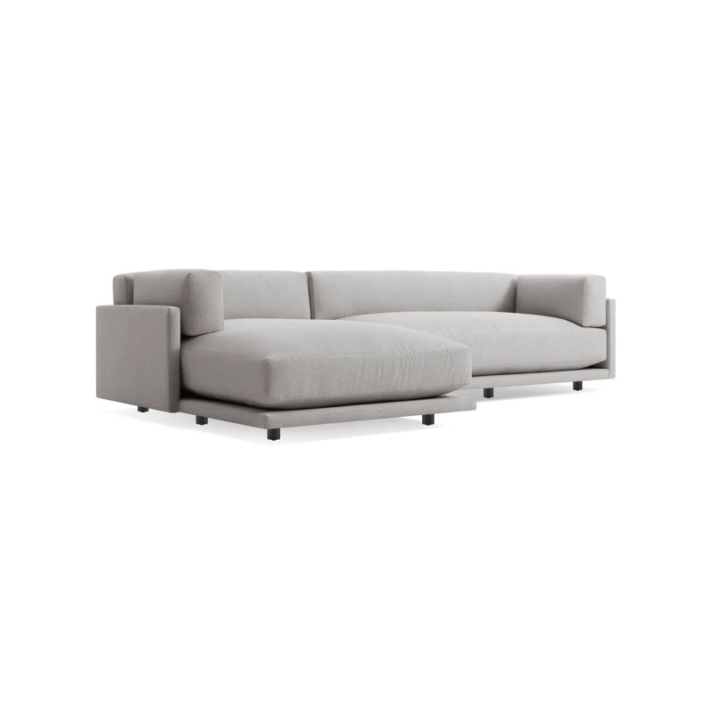 Sunday Upholstered L-Shaped Sectional, Agnew Gray Textured Basketweave, Left Hand Facing