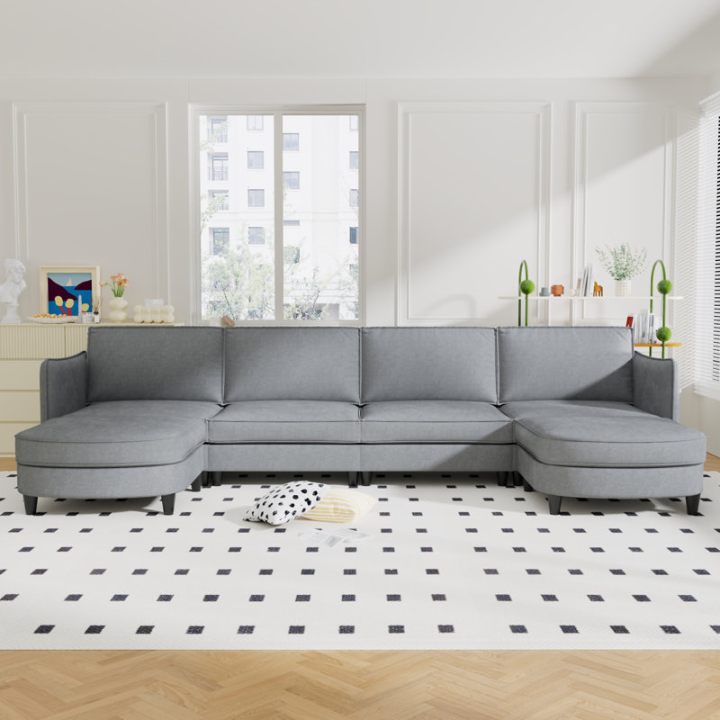 Grand canapé 141 places 141,5 po, Tissu gris