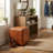 Genuine Leather Cube Ottoman, Saddle Brown