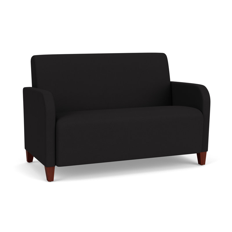 Causeuse de réception Siena, Acajou, Noir Patriot Plus - nettoyez le vinyle avec un lin