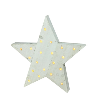 15.5" Luxury Lodge LED Lighted Country Rustic Natural Wooden Star Christmas Decoration